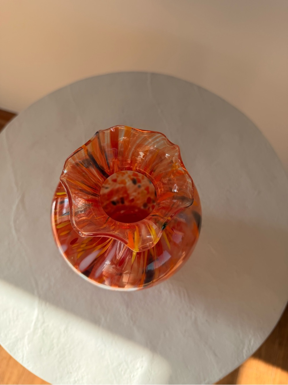VINTAGE HAND-BLOWN ITALIAN CONFETTI ART GLASS VASE SPLATTER DESIGN 1 OF A KIND - Picture 3 of 8